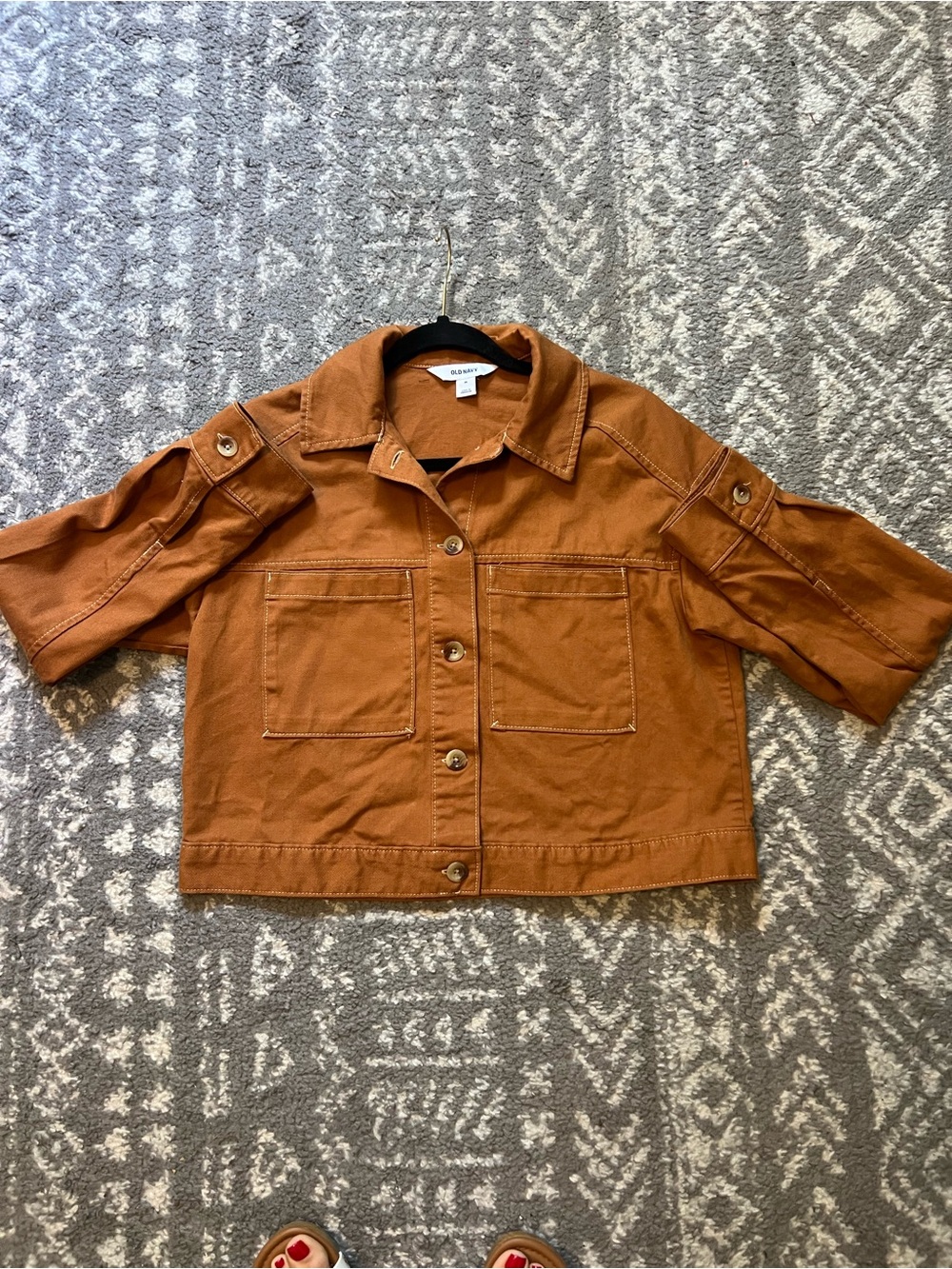 Old Navy Rust Brown Cropped Button-Front Jean Jacket size M (A236) - Picture 7 of 10